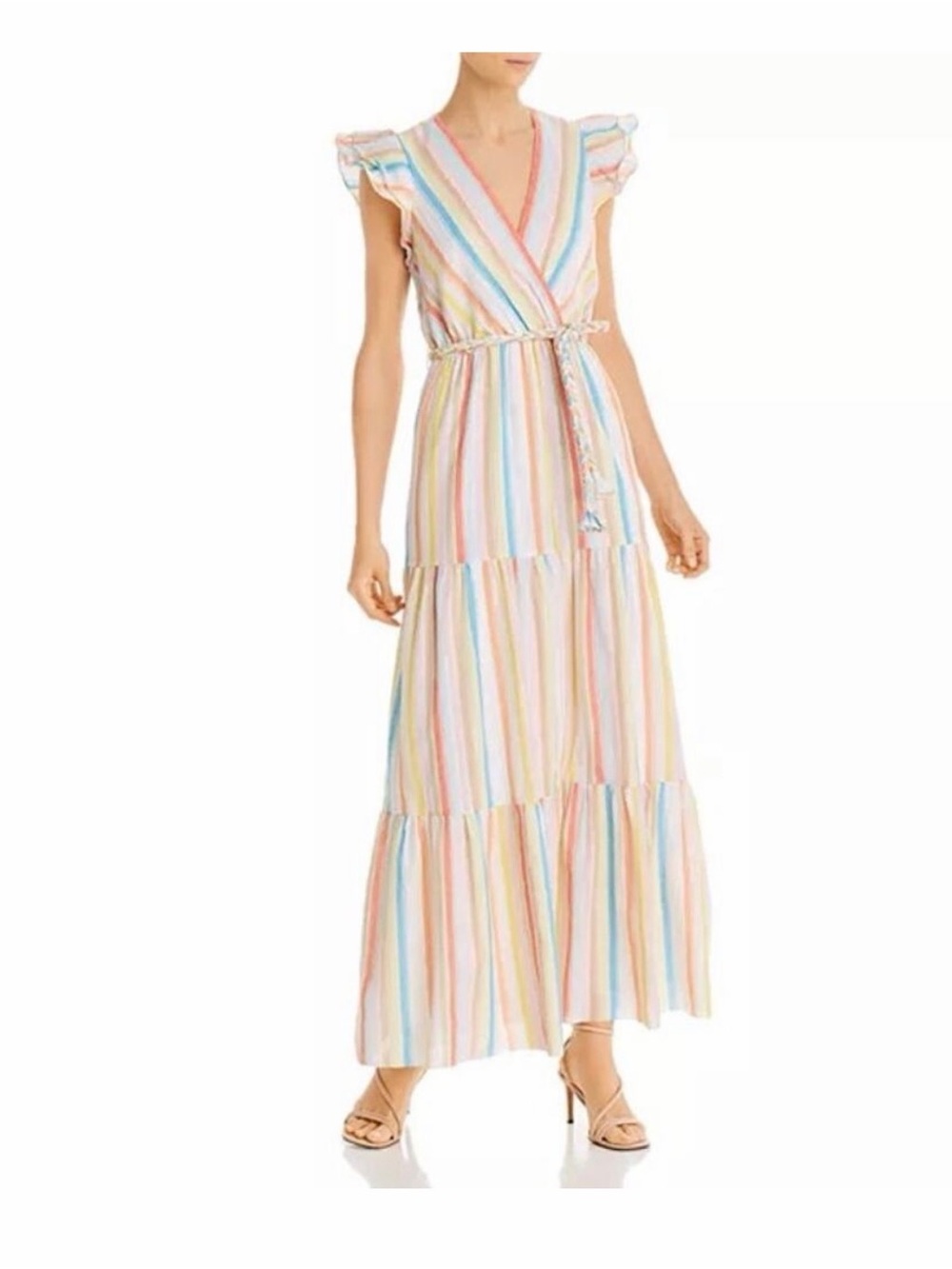 SAYLOR Pastel Multi-Stripe Maxi Dress with Tie Waist